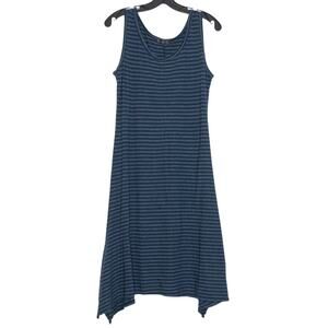 Cut Loose Blue Striped Dress PM Minimalist Lagenlook Coastal Casual Athleisure